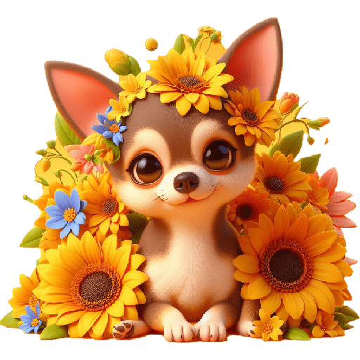 Chihuahua flores amarillas 🏵🌻
