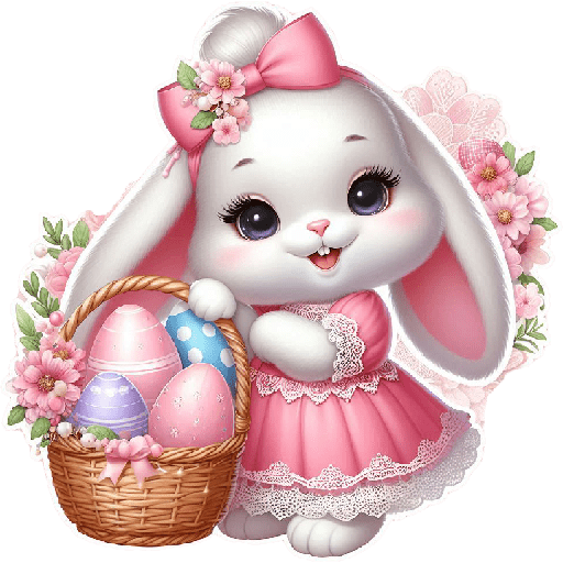 Pink Happy Easter bunny 🐰🐇
